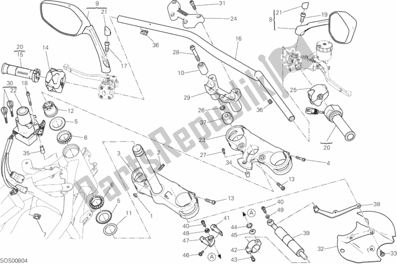 Toutes les pièces pour le Guidon du Ducati Multistrada 1200 Enduro 2017